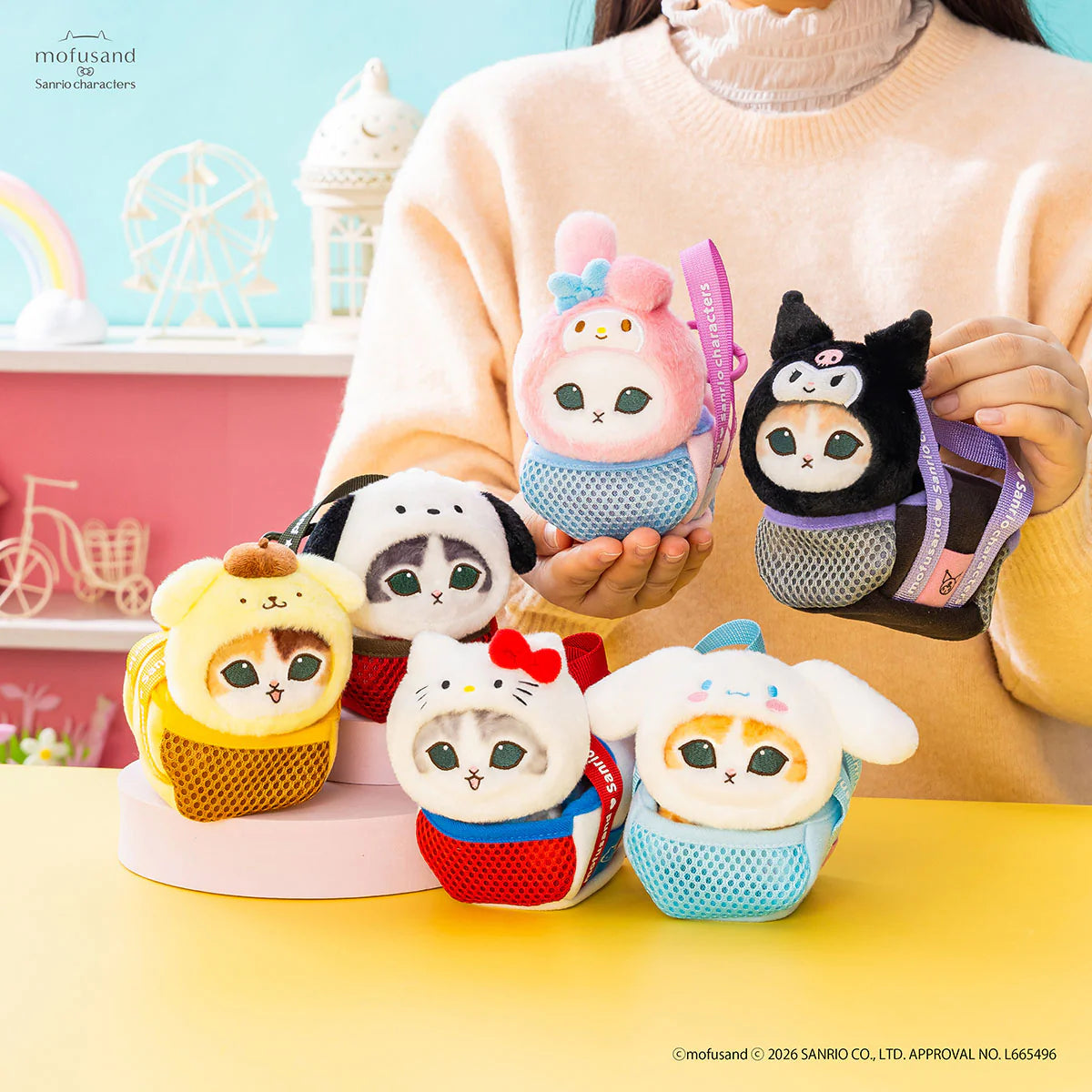 Mofusand | Sanrio Characters x Mofusand Outing Cat In Bag Mascot - Hello Kitty
