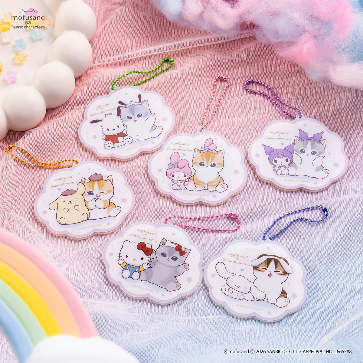 Mofusand | Mofusand x Sanrio Characters Trading Acrylics Mini Mirror Keychain Blind Box (6 Types)