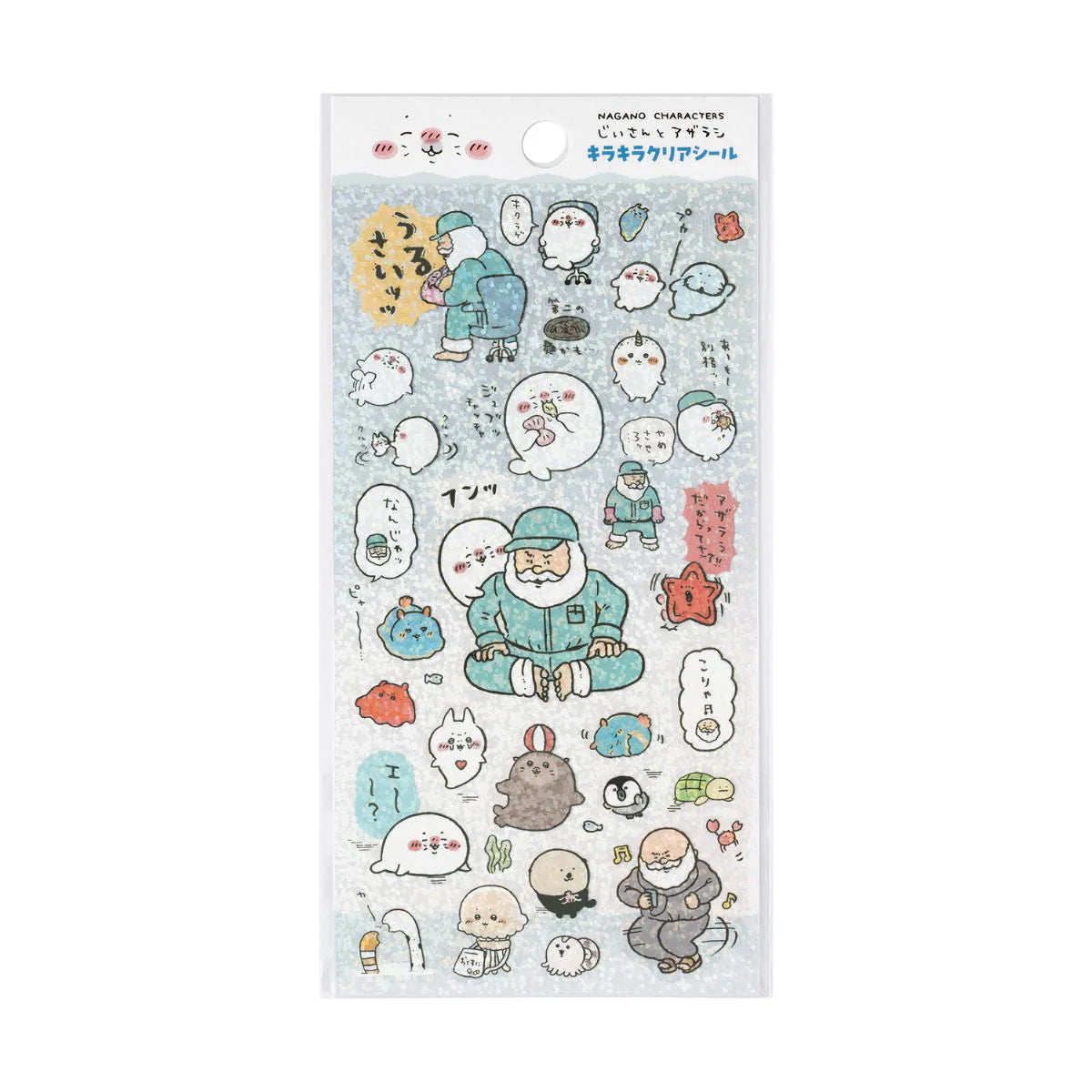 Nagano | Nagano Characters Grandpa And Seal Sparkly Clear Sticker