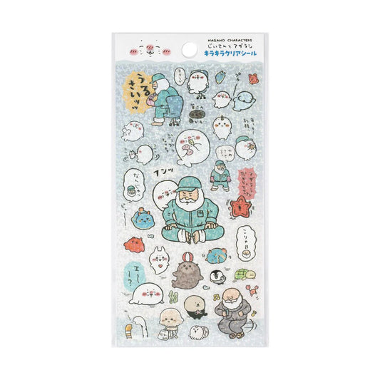 Nagano | Nagano Characters Grandpa And Seal Sparkly Clear Sticker