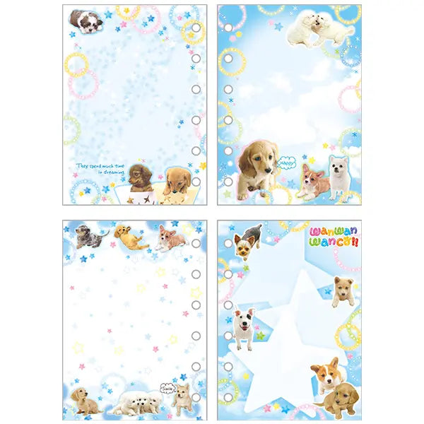 San-X | Heisei Retro Wanwan Wanko 6-hole Sticker Notebook - A