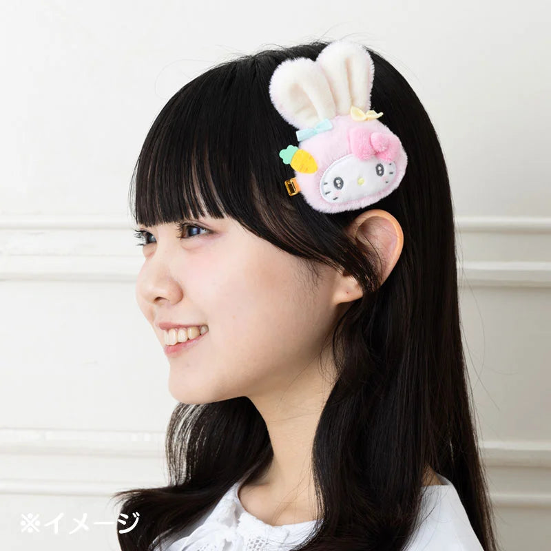Sanrio | Sanrio Characters Fluffy Rabbit Face-Shaped Hair Clip - Hello Kitty