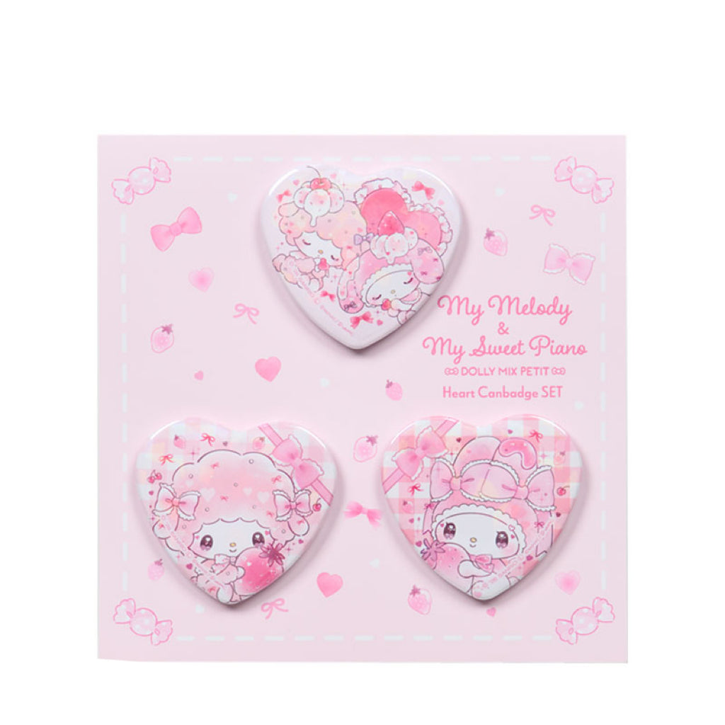 Sanrio | DOLLY MIX PETIT x Sanrio Characters Heart Can Badge (Set of 3)