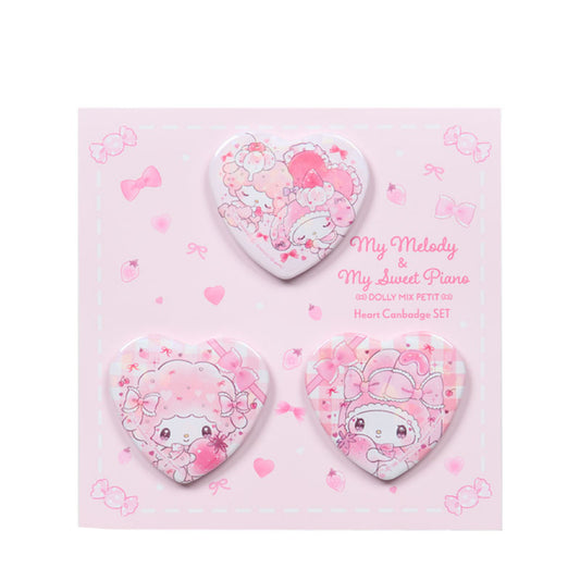 Sanrio | DOLLY MIX PETIT x Sanrio Characters Heart Can Badge (Set of 3)