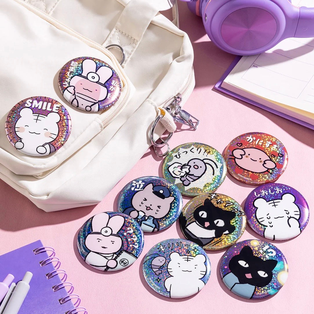 White Tiger and Black Tiger Trading Various Faces Hologram Can Badge Blind Box (10 Designs)