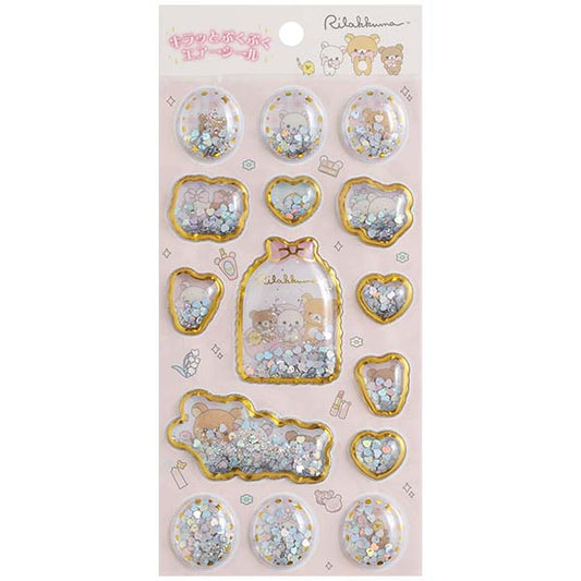 San-X | Rilakkuma Sparkling Bubble Sticker Sheet - Rilakkuma Makeup