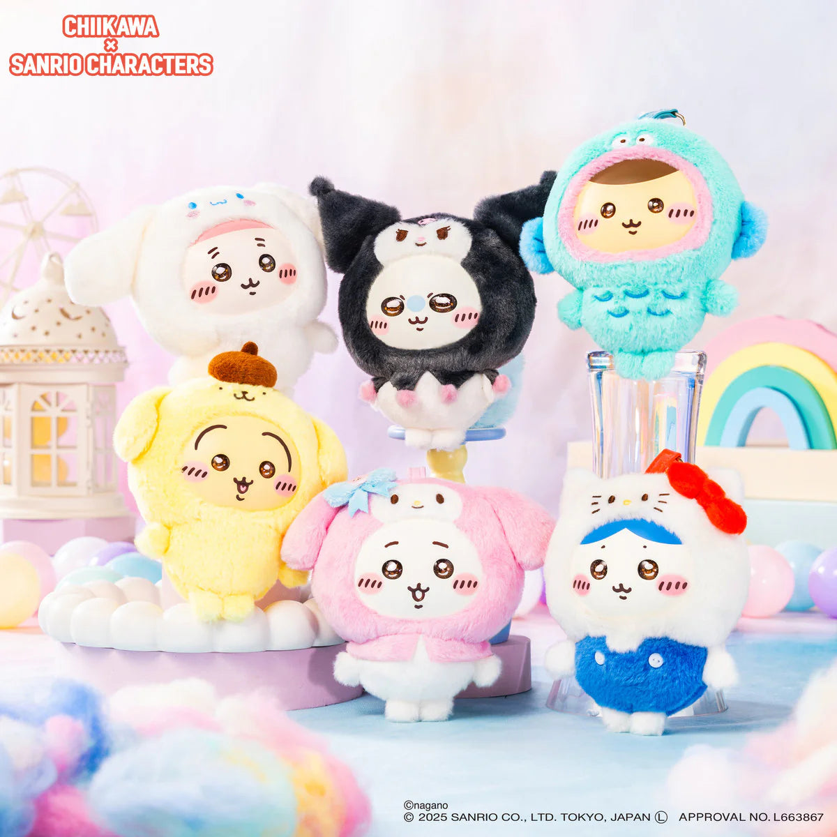 Chiikawa x Sanrio Characters Kiramekko Mascot Holder (Kani-Chan × Cinnamoroll)