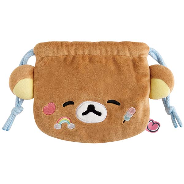 San-X | Rilakkuma Yuru Yuru Poka Poka Plush Drawstring Pouch - Rilakkuma