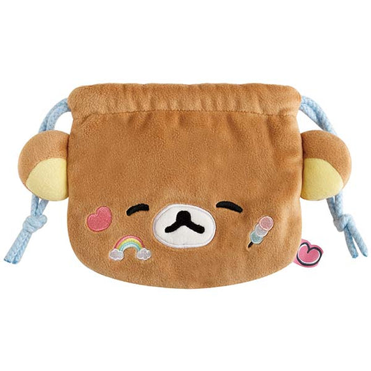 San-X | Rilakkuma Yuru Yuru Poka Poka Plush Drawstring Pouch - Rilakkuma