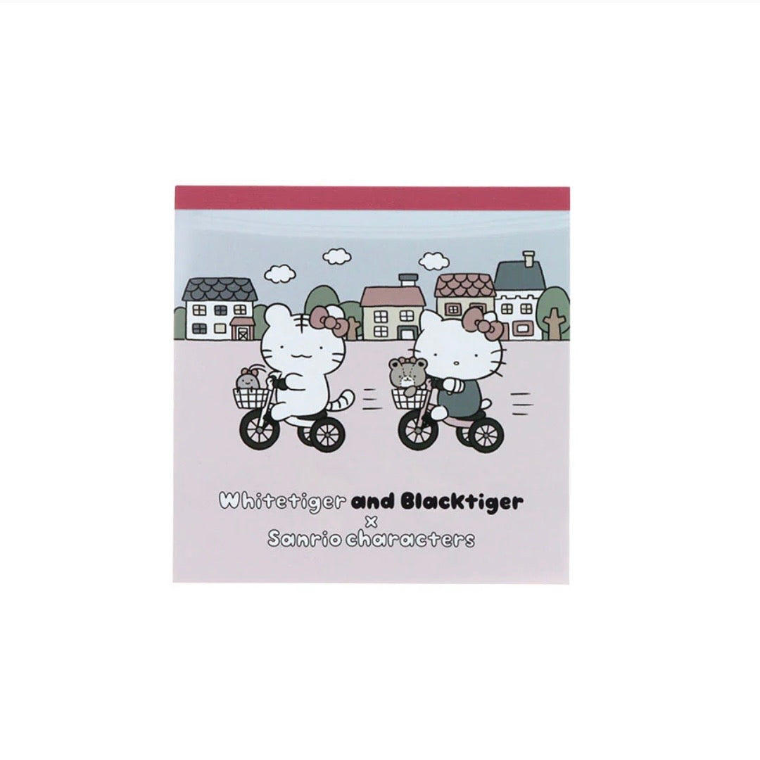 White Tiger and Black Tiger × Sanrio Characters Square Memo Pad - Hello Kitty
