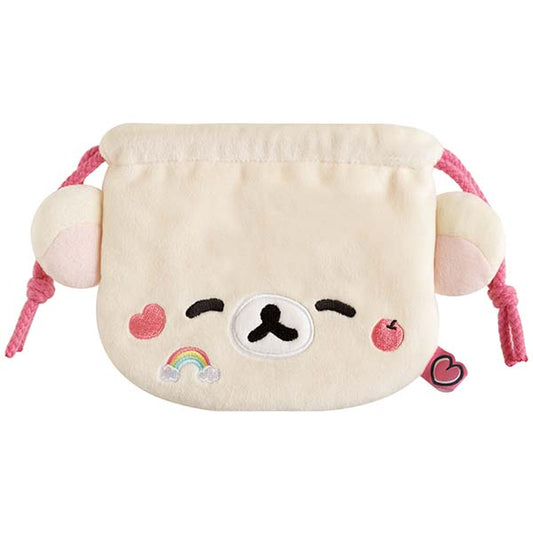San-X | Rilakkuma Yuru Yuru Poka Poka Plush Drawstring Pouch - Korilakkuma
