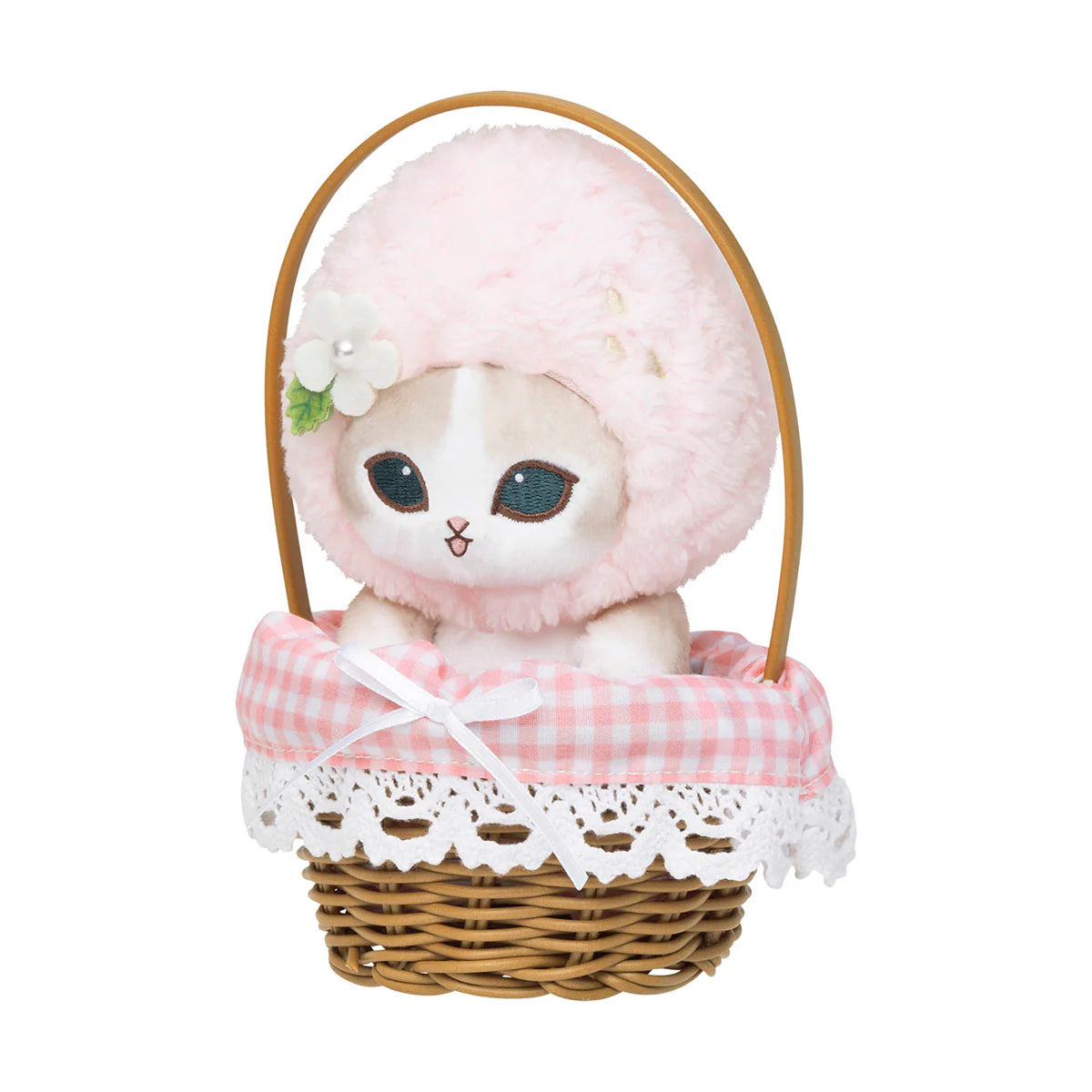 Mofusand | Mofusand MERCI STRAWBERRY Basket Plush Toy - Pink