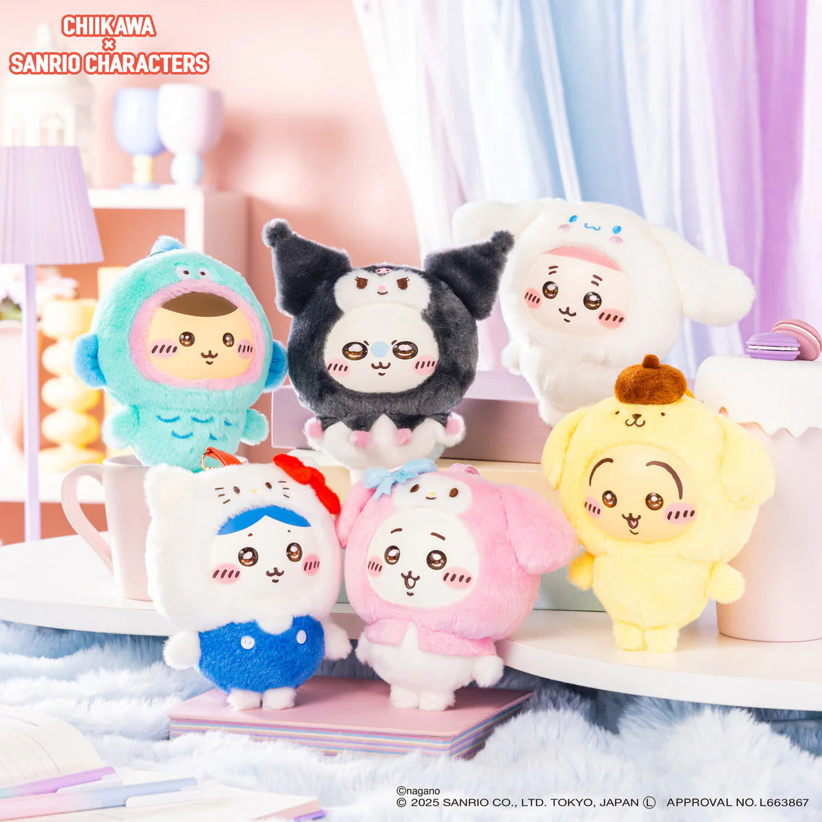 Chiikawa x Sanrio Characters Kiramekko Mascot Holder (Kani-Chan × Cinnamoroll)