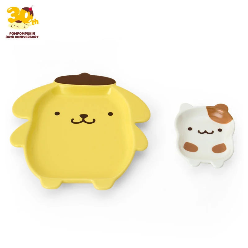 Sanrio | Pompompurin 30th Anniversary "Pudding Full and Happy Pudding Design Series" Character-Shaped Plate Set