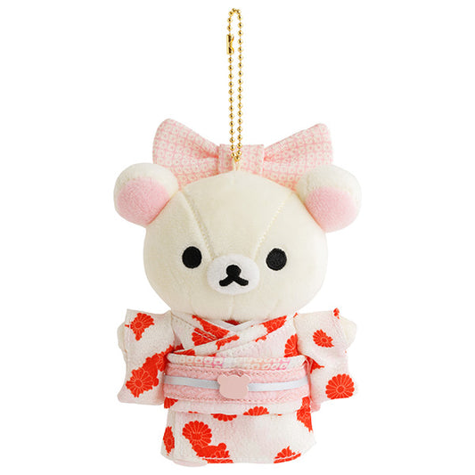 San-X | Rilakkuma Regional Kimono Hanging Plush Toy - Korilakkuma