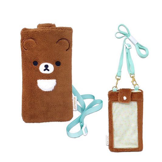 San-X | Rilakkuma Mofumofu Fluffy Smart Phone Pouch - Chairoikoguma