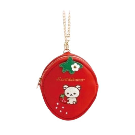 San-X | Rilakkuma Tochigi's Strawberry Ambassador Mini Pouch With Chain - Korilakkuma