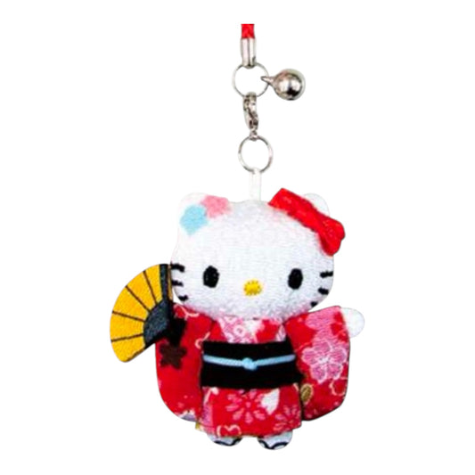 Sanrio | Japanese Doll Chiriman Netsuke - Hello Kitty Kimono Fan Red