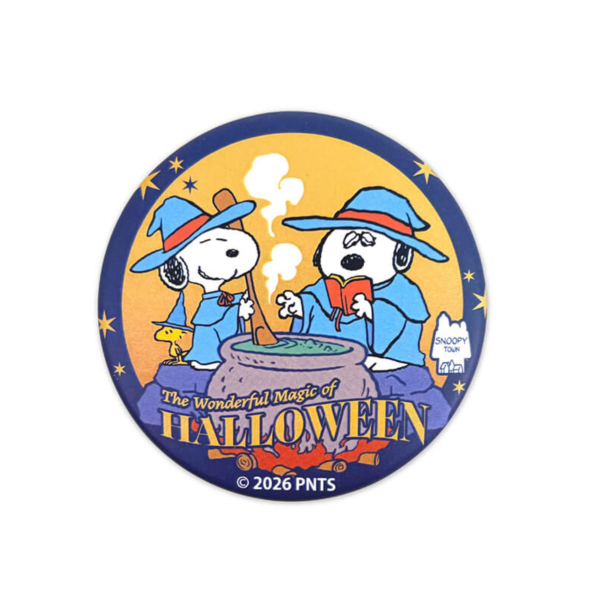 PEANUTS | Snoopy Town Magical Halloween Can Badge - Snoopy & Olaf
