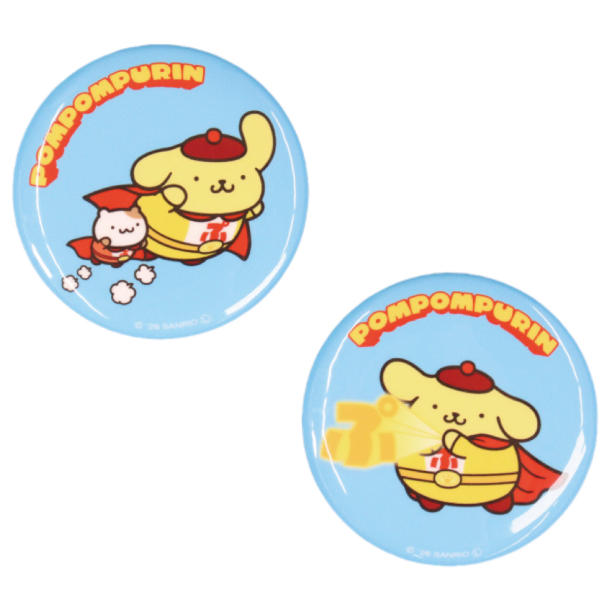 Sanrio | Pompompurin Hero Series Can Badge Set (2 Pieces)
