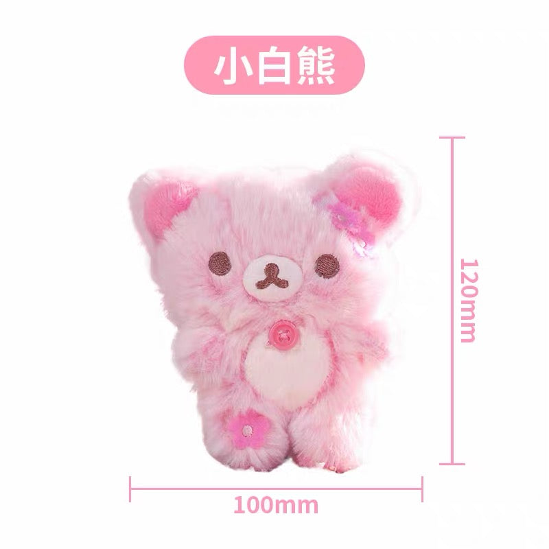 San-X | Rilakkuma Cherry Blossom Series Fluffy Hanging Plush Toy - Korilakkuma
