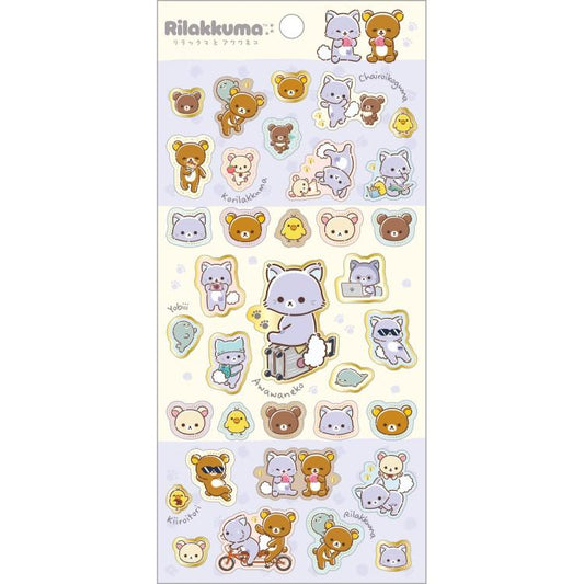 San-X | Rilakkuma and Awawa Neko Theme Sticker Sheet - A