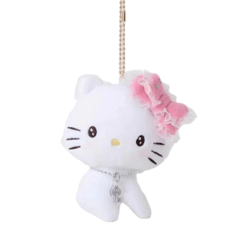 Sanrio | Hello Kitty 50th Anniversary | White Charmmy Kitty Squishy Plush Keychain - Pink Bow Tie