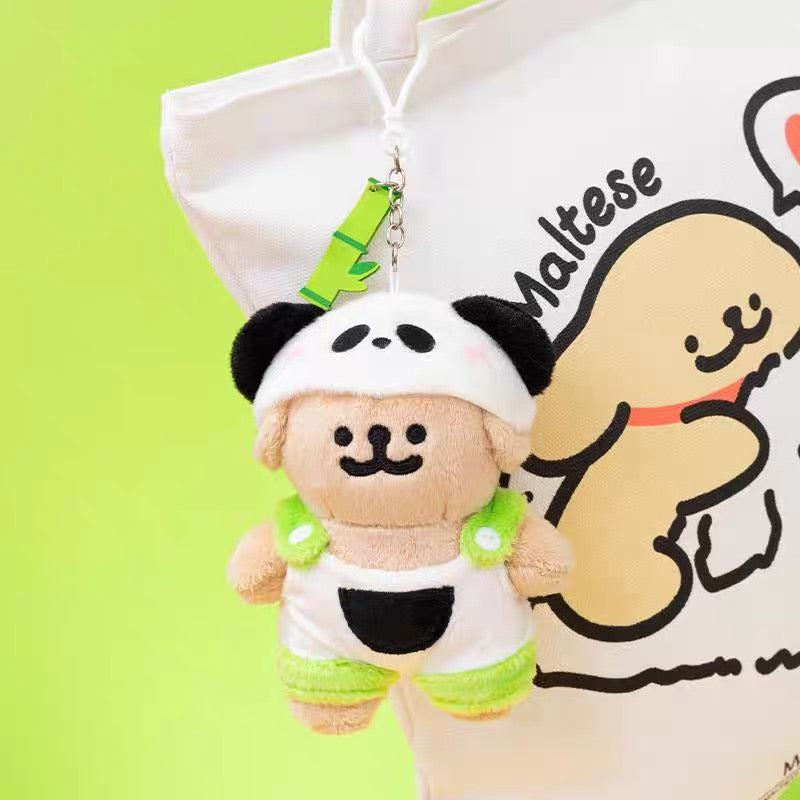 Maltese CHN | Maltese Line Puppy MilkTea Plush Pendant - Little Golden Puppy Panda