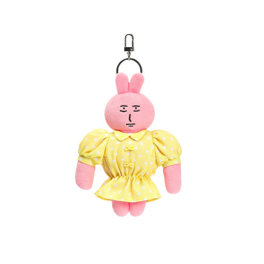 MY FRIEND RABBIT | Pink Rabbit Mascot Keychain - Yellow Dress