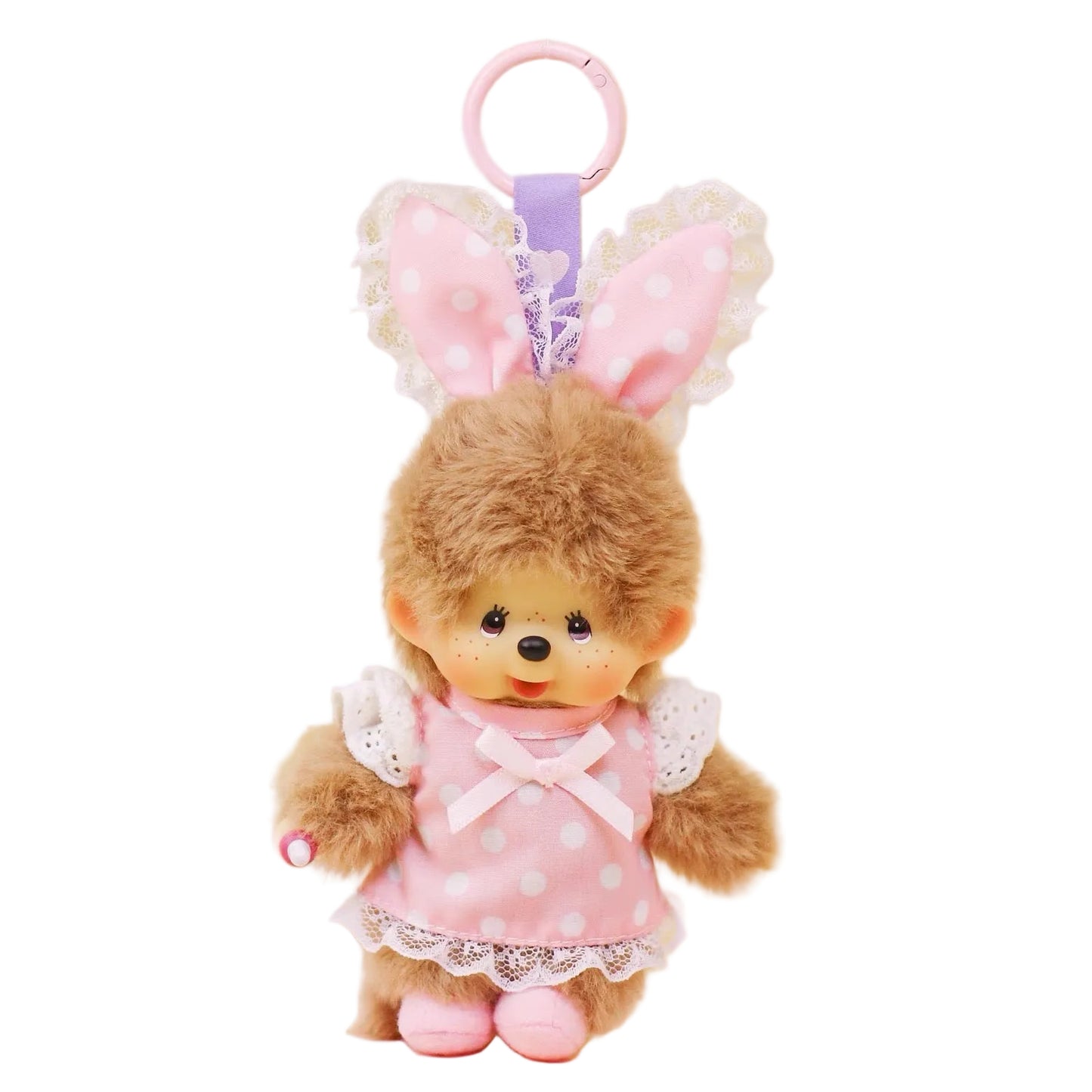 Monchhichi Global | Monchhichi Cute Polka Dot Candy Colored Bunny Ear Plush Doll Charm - Pink