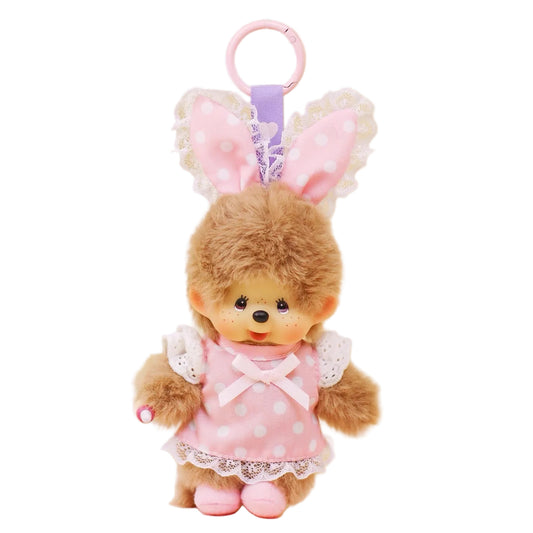 Monchhichi Global | Monchhichi Cute Polka Dot Candy Colored Bunny Ear Plush Doll Charm - Pink