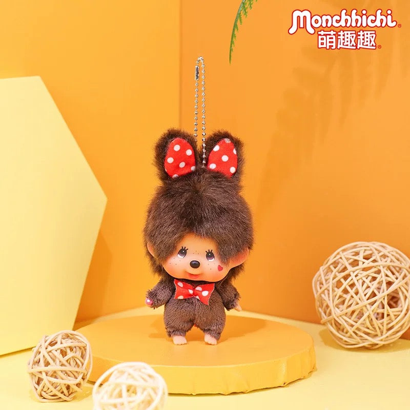 Monchhichi Global | Monchhichi Bunny Red Dot Big Face SS Keychain