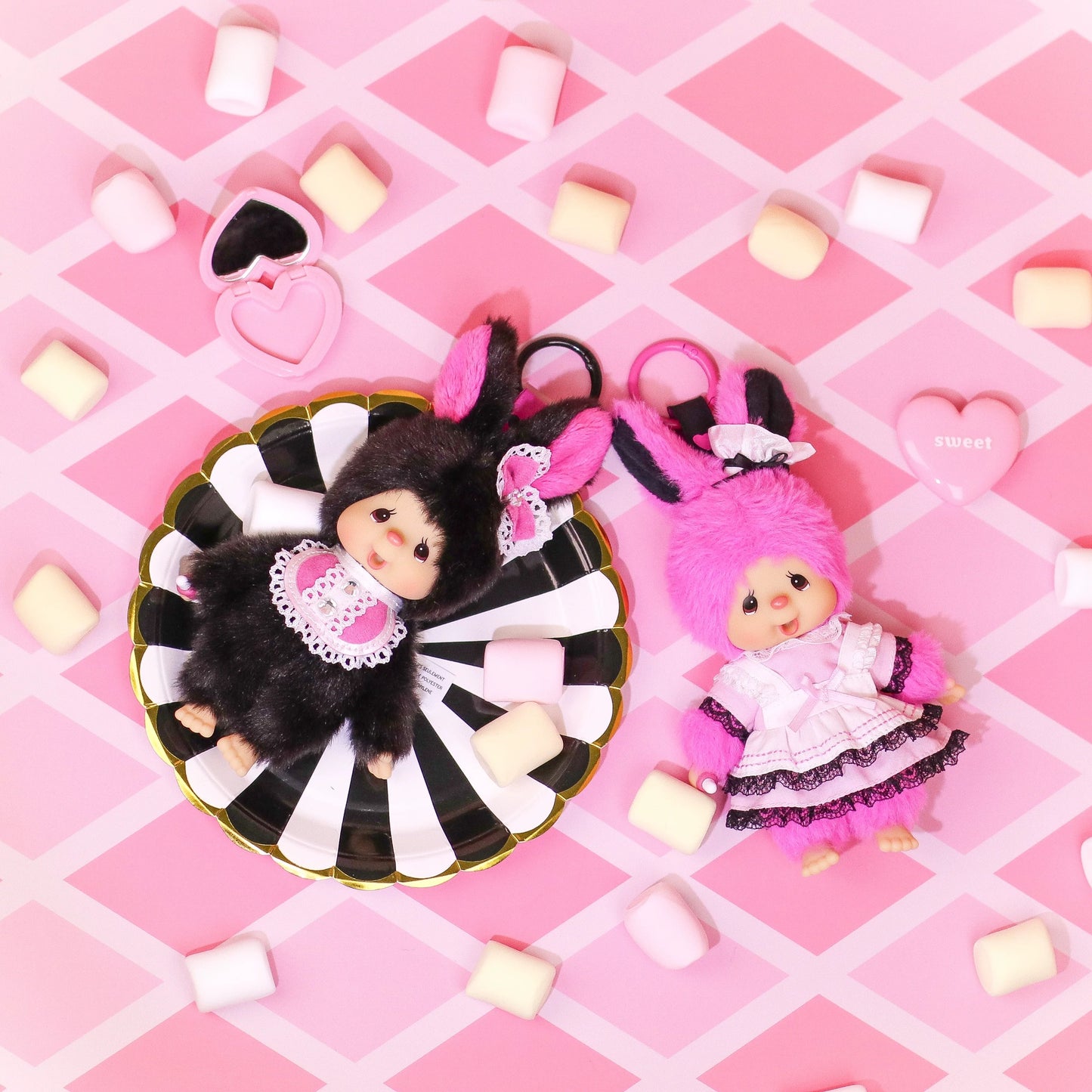 Monchhichi Global | Monchhichi Lace White Dress Plush Doll Charm - Chimutan