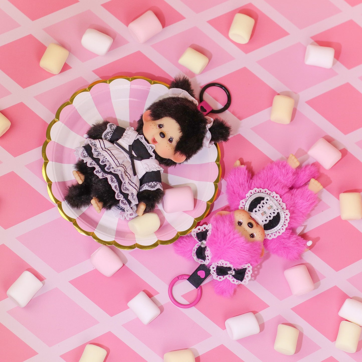 Monchhichi Global | Monchhichi Lace White Dress Plush Doll Charm - Chimutan