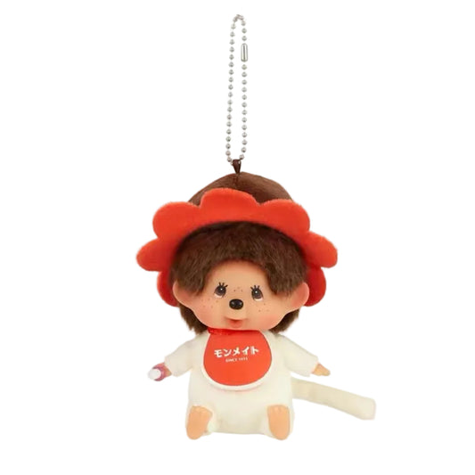 Monchhichi Global | Monchhichi Orange Vintage Flower Big Face SS Keychain (Girl)