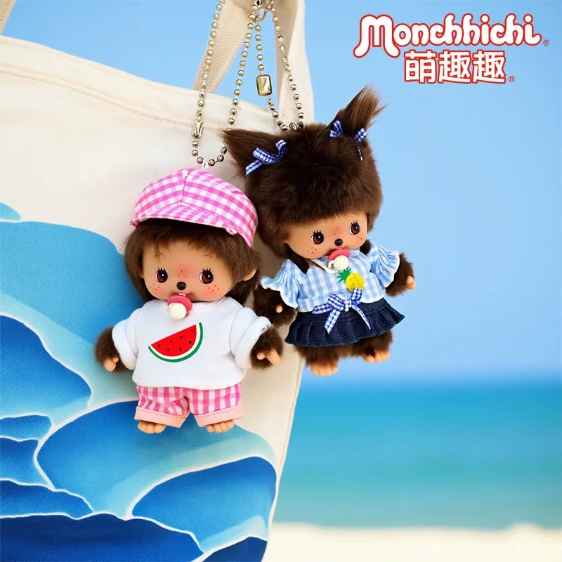 Monchhichi Global | Bebichhichi Checker Pink Mascot Keychain - Boy