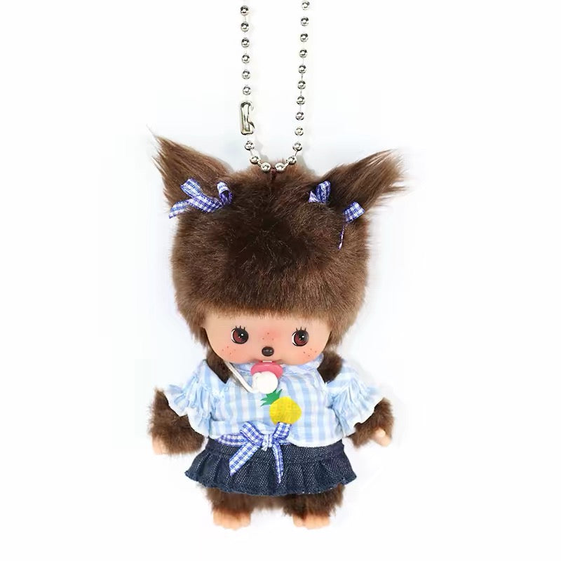 Monchhichi Global | Bebichhichi Checker Pink Mascot Keychain - Boy