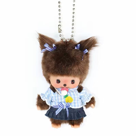 Monchhichi Global | Bebichhichi Checker Blue Mascot Keychain - Girl