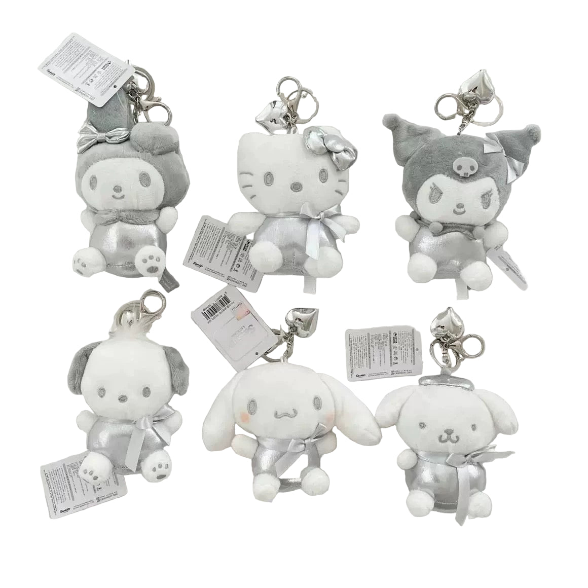 Sanrio Korea | Sanrio Silver Heart Backpack Keychain - 8cm