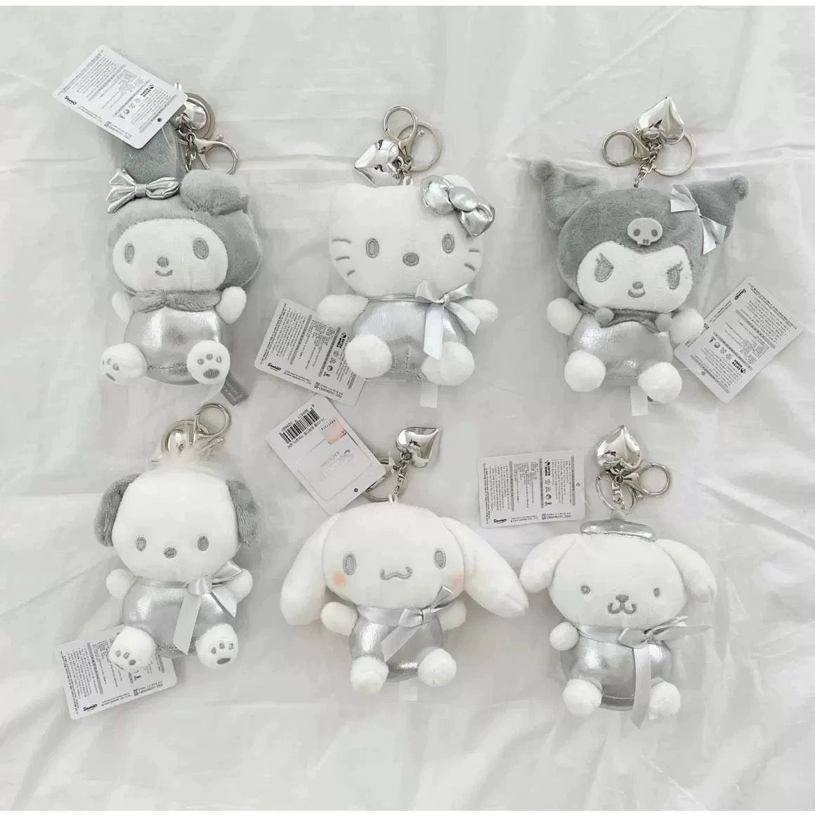Sanrio Korea | Sanrio Silver Heart Backpack Keychain - 8cm