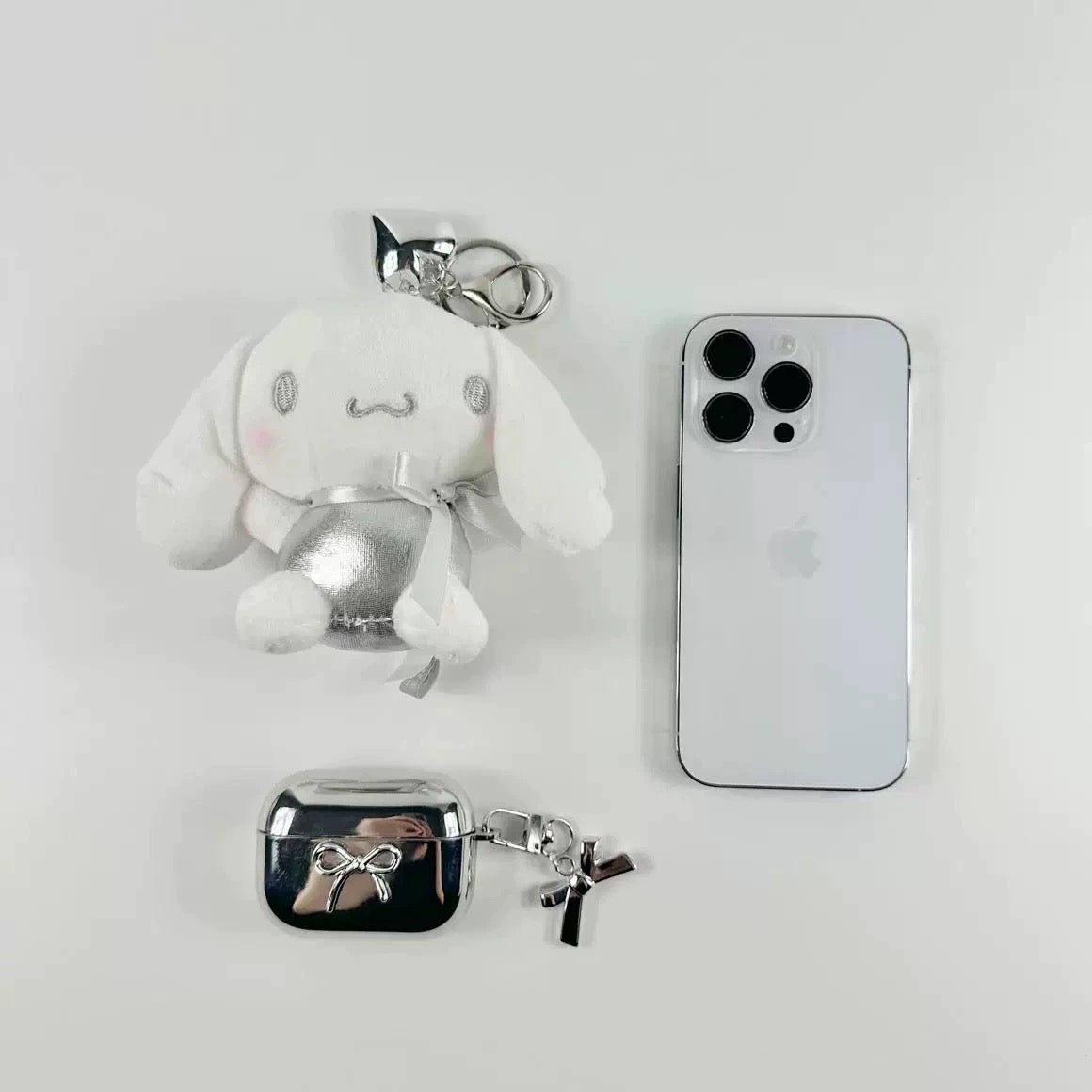 Sanrio Korea | Sanrio Silver Heart Backpack Keychain - 8cm