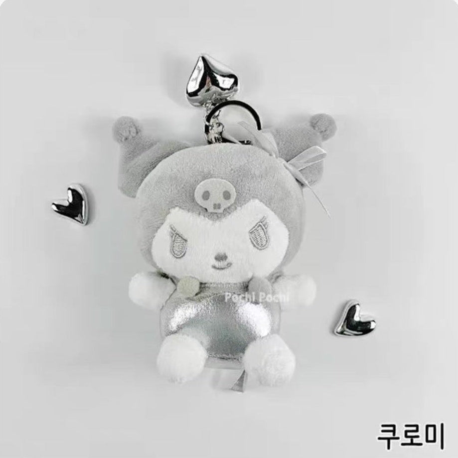 Sanrio Korea | Sanrio Silver Heart Backpack Keychain - 8cm