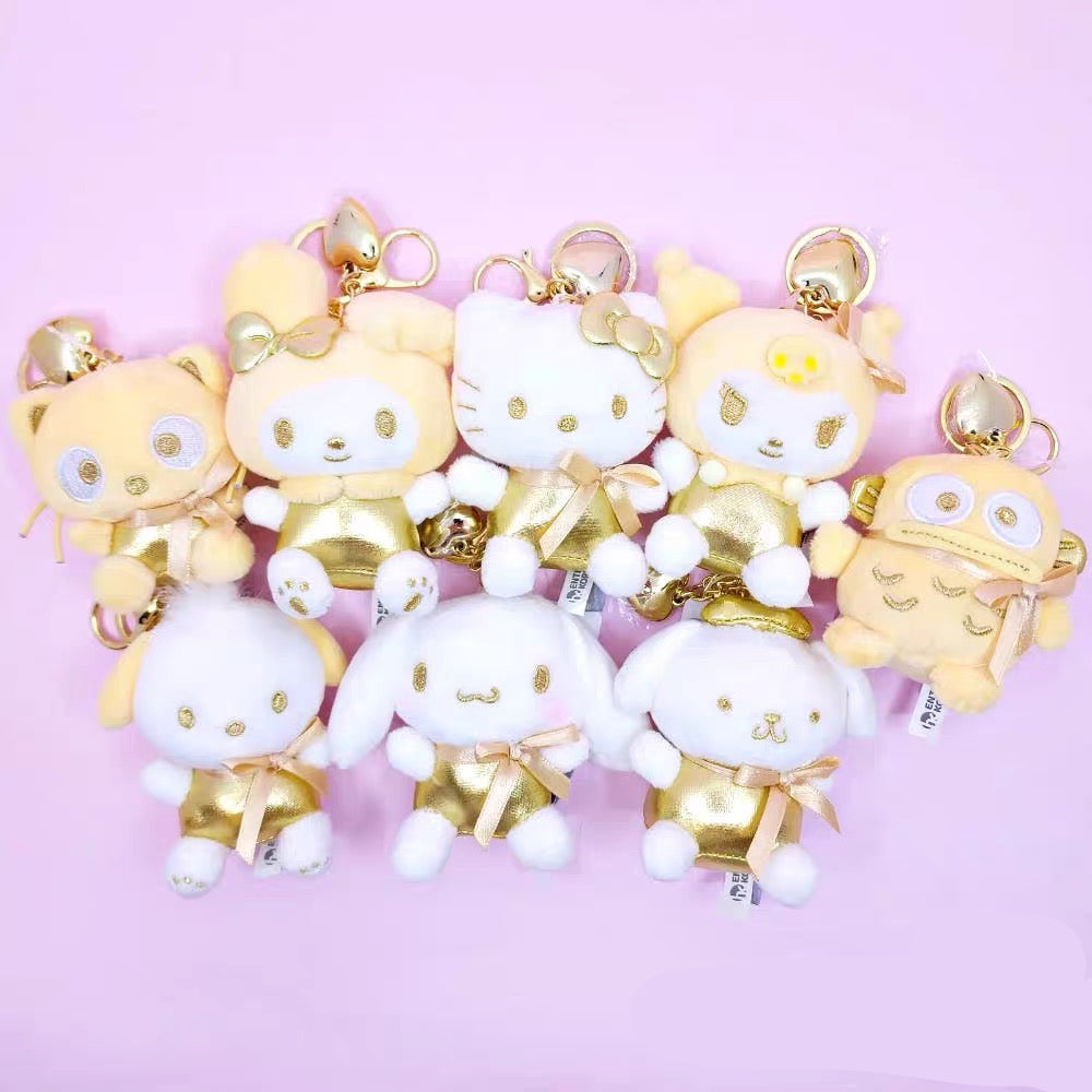 Sanrio Korea | Sanrio Gold Heart Backpack Keychain - 13cm
