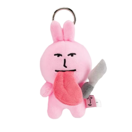 MY FRIEND RABBIT | Pink Rabbit Big Tongue with Magnet Mascot Keychain with Reels