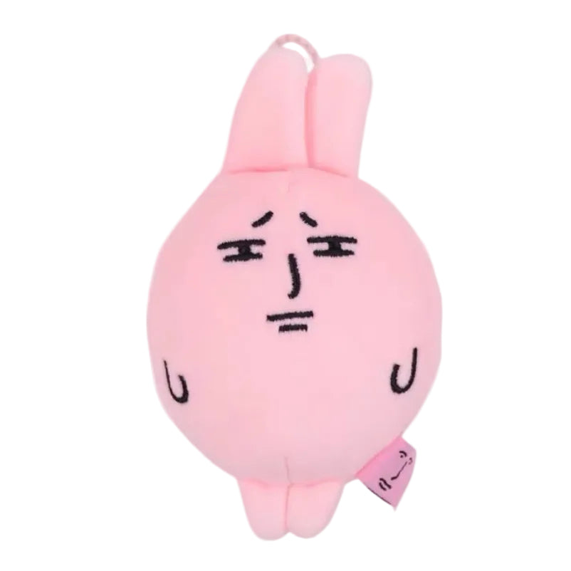MY FRIEND RABBIT | Pink Rabbit Squishy Mascot Keychain S - Frown (Pinch with Sounds)