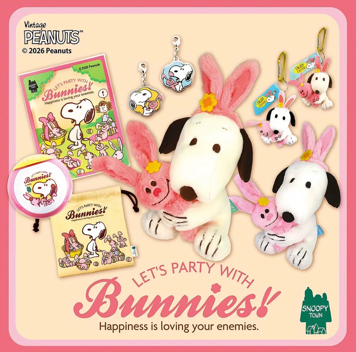 PEANUTS | Snoopy Town Limited Easter 2026 Let’s Party With Bunnies! Rabbit Headband Mascot - White