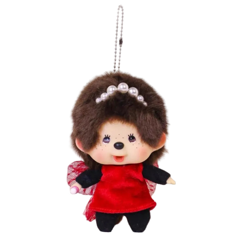 Monchhichi Global | Monchhichi Big Head Fashion Red Dress Girl Keychain