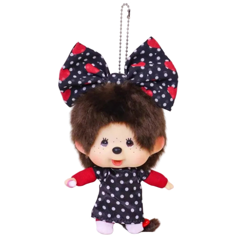 Monchhichi Global | Monchhichi Big Head Fashion White Dot Dress Girl Keychain