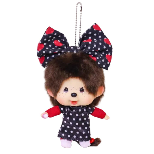 Monchhichi Global | Monchhichi Big Head Fashion White Dot Dress Girl Keychain