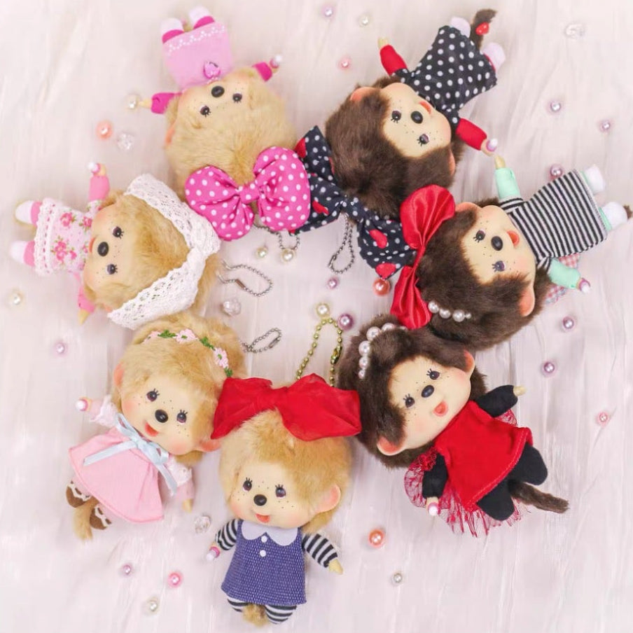 Monchhichi Global | Monchhichi Big Head Fashion Red Dress Girl Keychain